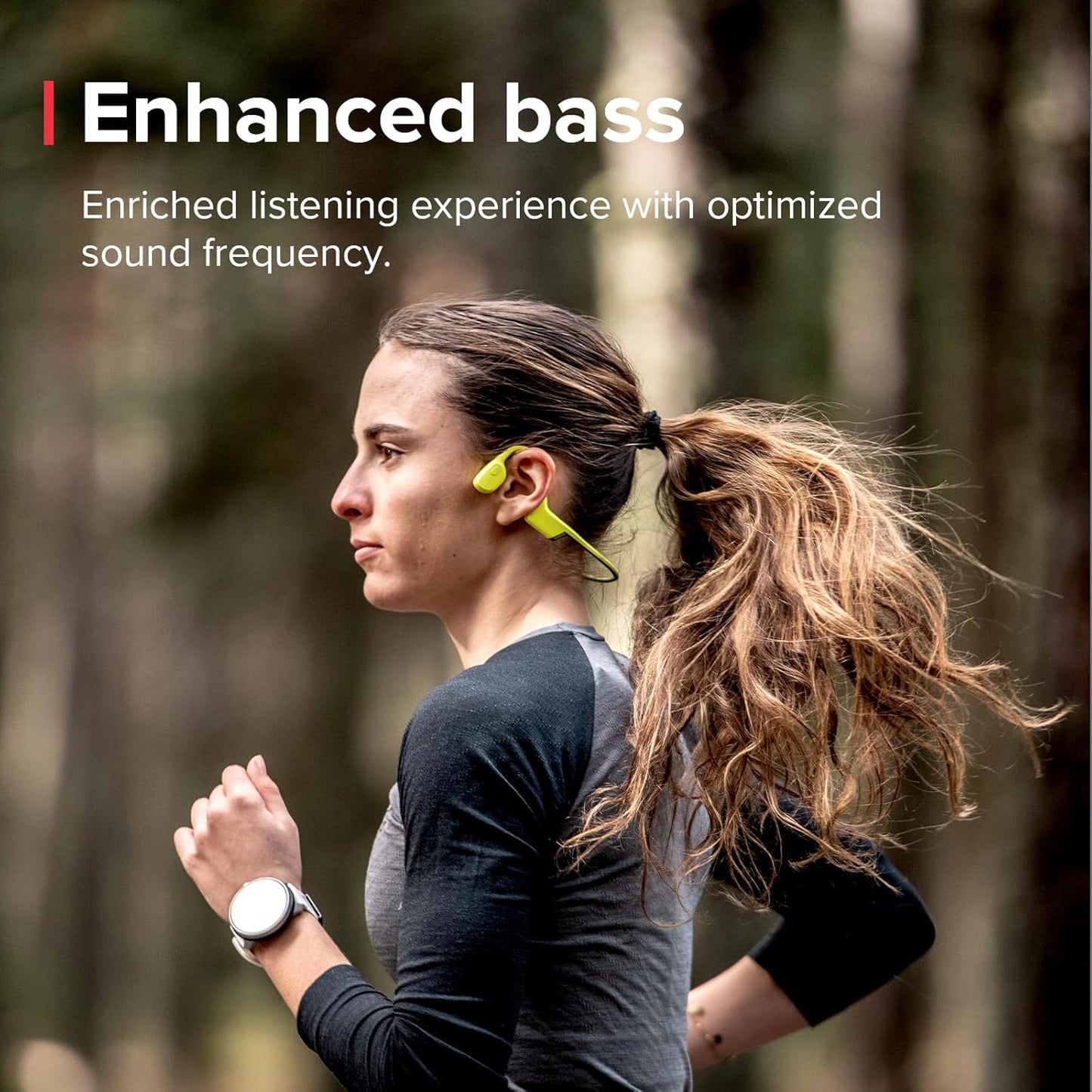 „SUUNTO Sonic“ atviros ausinės su kaulinio laidumo funkcija, belaidės „Bluetooth“ ausinės su sustiprintais bosais ir daugiataškiu ryšiu, 10 val. grojimo laikas su greitu įkrovimu, įmontuoti du mikrofonai, atsparios vandeniui ir lengvos