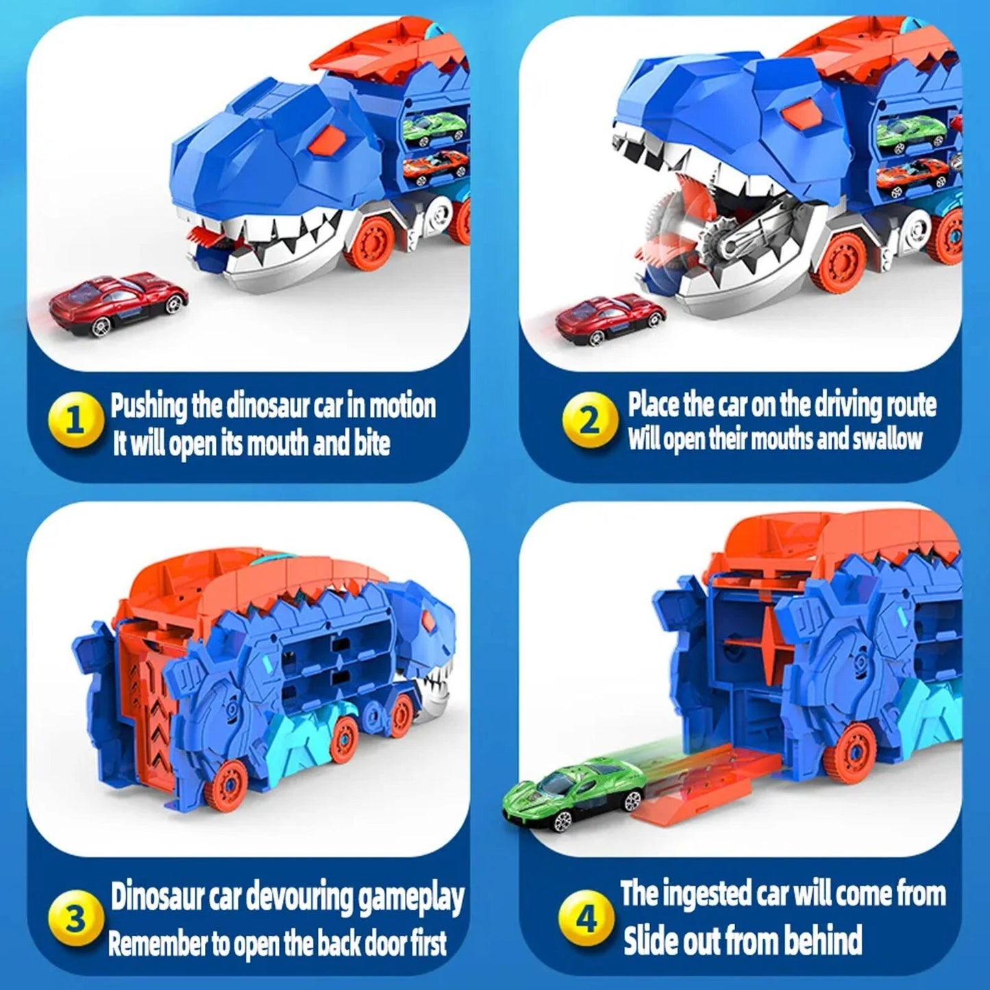 Automobilių sunkvežimis T-REX + 6 automobiliai