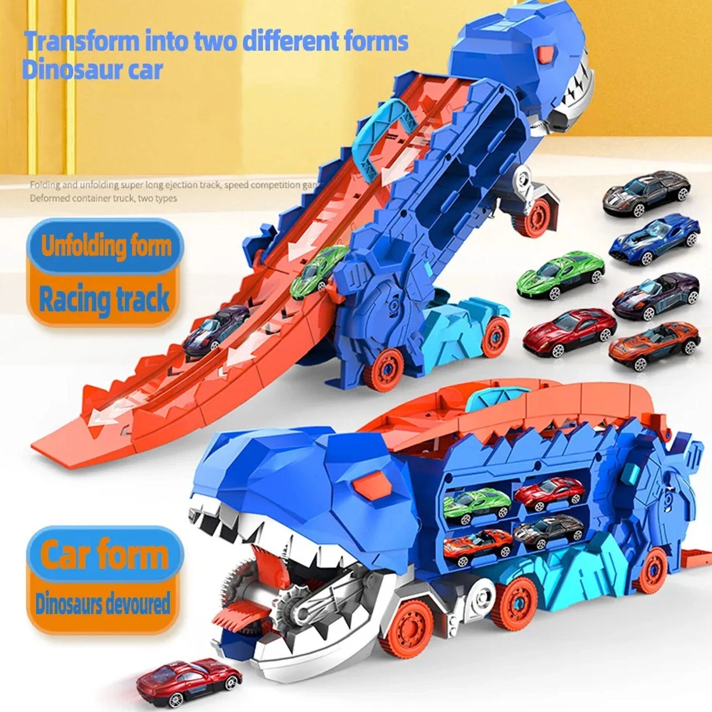 Automobilių sunkvežimis T-REX + 6 automobiliai
